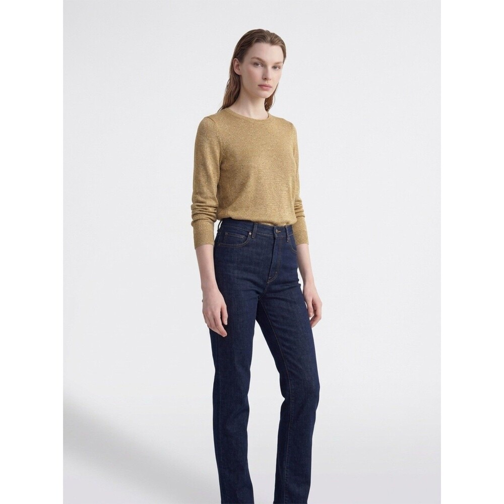 Lauren Ralph Lauren Womens Long Sleeve Gold Metallic Sweater NWT$152 Small